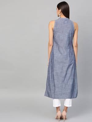 Pinksky Blue woven cotton ethnic-kurtis 2