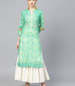 Pinksky Green woven crepe ethnic-kurtis
