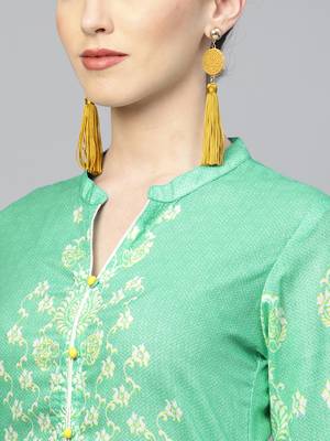 Pinksky Green woven crepe ethnic-kurtis 5