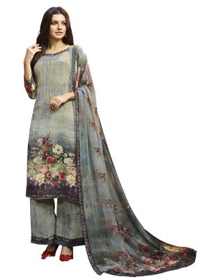Grey digital print crepe salwar 1