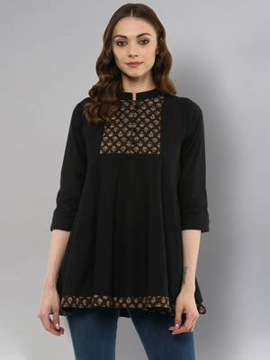 Black plain cotton cotton-tops 1