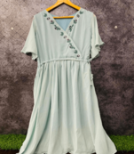 Light green embroidered georgette long-tops