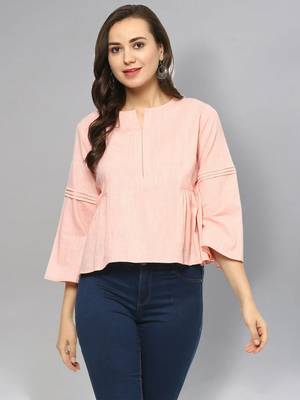 Pink plain cotton cotton-tops 1