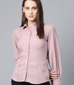 Purple plain cotton long-tops