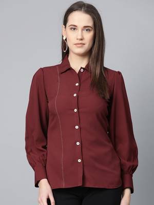 Maroon plain cotton long-tops 1