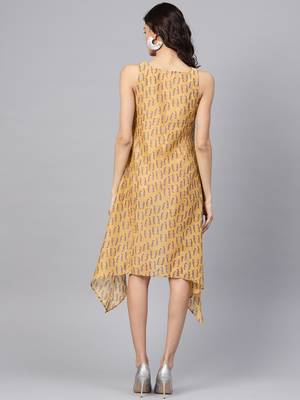 Pinksky Yellow printed poly cotton long-dresses 2