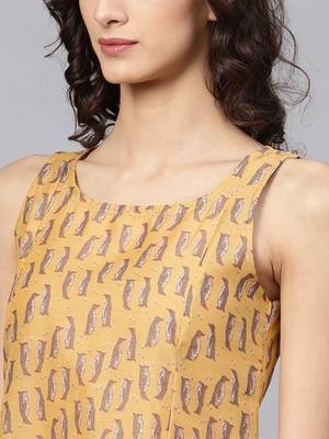 Pinksky Yellow printed poly cotton long-dresses 5