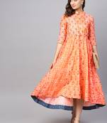 Pinksky Orange printed cotton maxi-dresses