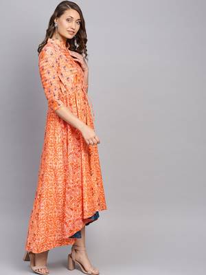 Pinksky Orange printed cotton maxi-dresses 4