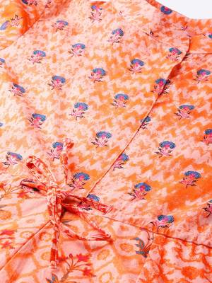 Pinksky Orange printed cotton maxi-dresses 5