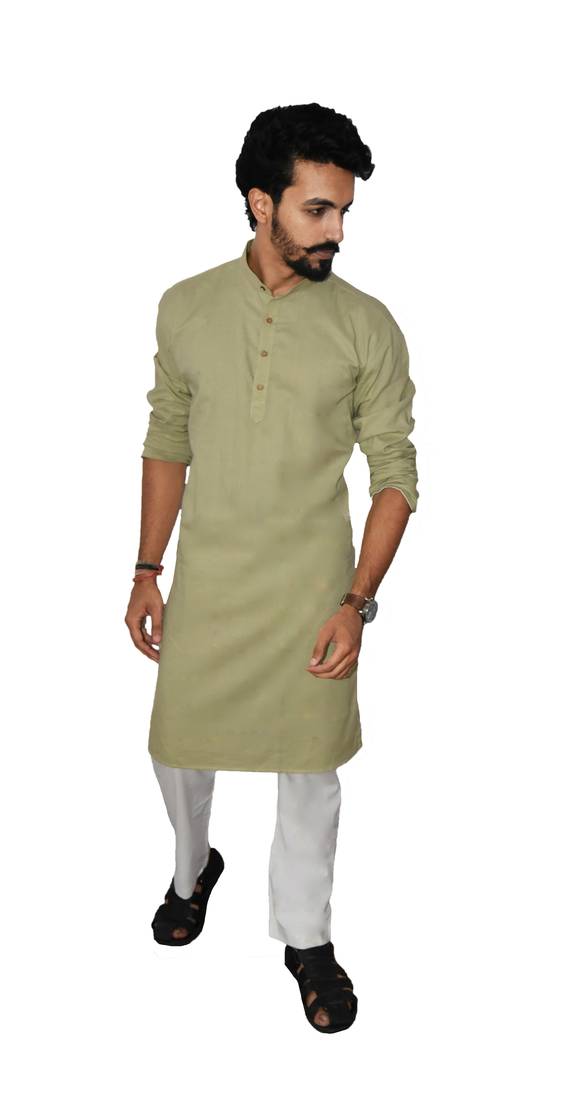 Green plain khadi menkurtas Ecotattva 3366264