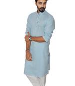 Blue plain khadi men-kurtas
