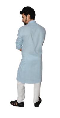 Blue plain khadi men-kurtas 3
