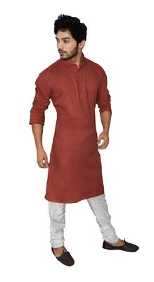 Maroon plain khadi men-kurtas 1