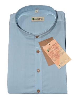 Blue plain khadi men-kurtas 4