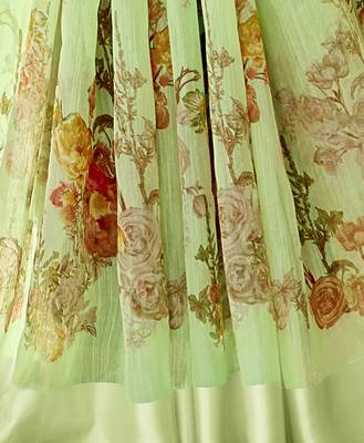 Green printed cotton saree with blouse 3