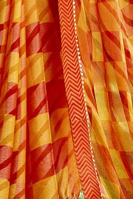 Orange printed brasso saree with blouse 3