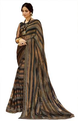 Black printed brasso saree with blouse 1