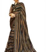 Black printed brasso saree with blouse