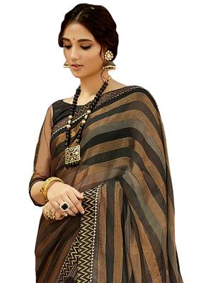 Black printed brasso saree with blouse 2