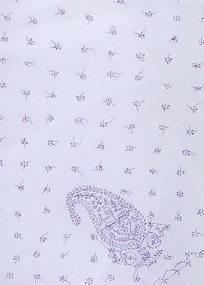 Lavangi White Lucknow Chikankari Vilot Thread Hand Embroidered Keel Work Cotton Saree with Blouse 4