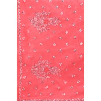 Lavangi Dark Gajiri Lucknow Chikankari Hand Embroidered Keel Work Cotton Saree with Blouse 2