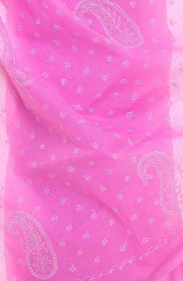 Lavangi Onion Pink Lucknow Chikankari Hand Embroidered Keel Work Cotton Saree with Blouse 4