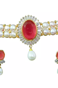 Pink pearl chokers