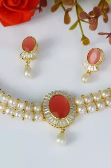 Pink pearl chokers