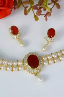 Red pearl chokers