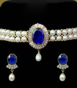 Blue pearl chokers