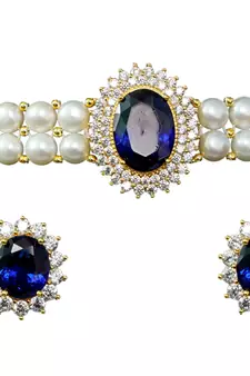Blue pearl chokers