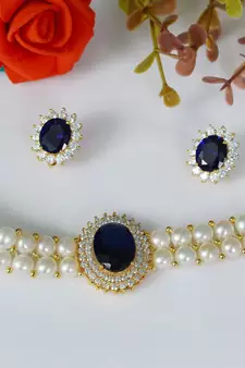 Blue pearl chokers
