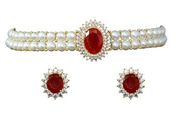 Red pearl chokers 2