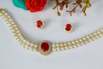 Red pearl chokers 4