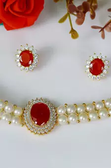 Red pearl chokers