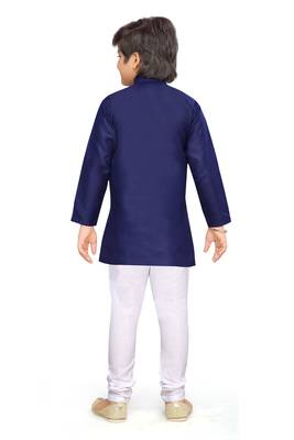 Blue plain
 cotton boys-sherwani 3