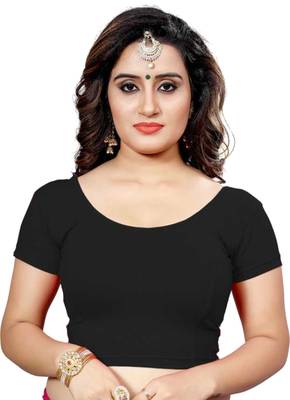 Black Stretchable Readymade Blouse For Women Short Sleeve 1