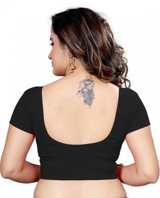 Black Stretchable Readymade Blouse For Women Short Sleeve 3