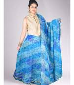 Blue & White Ombre Kota Doria Lehenga Dupatta and Choli Set With Gota Work