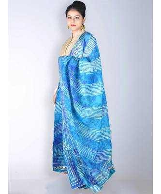 Blue & White Ombre Kota Doria Lehenga Dupatta and Choli Set With Gota Work 3