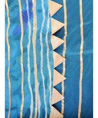Blue & White Ombre Kota Doria Lehenga Dupatta and Choli Set With Gota Work 4
