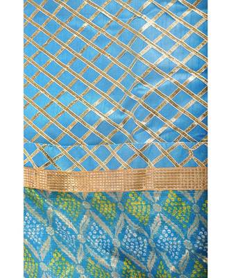 Blue Kota Doria Lehenga Dupatta and Choli Set With Gota Work 4