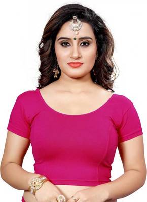 Rani Pink Stretchable Readymade Blouse For Women Short Sleeve 1