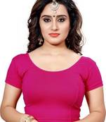 Rani Pink Stretchable Readymade Blouse For Women Short Sleeve