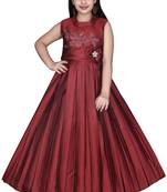 red plain satin kids girl gowns