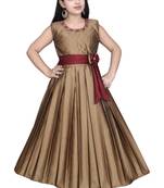 gold plain satin kids girl gowns