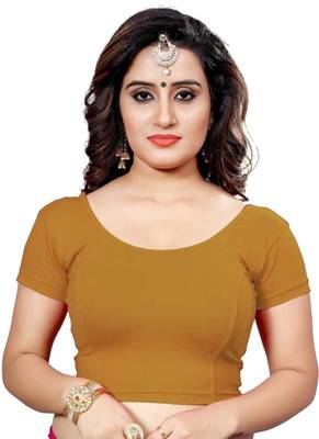 Golden Brown Stretchable Readymade Blouse For Women Short Sleeve 1