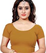 Golden Brown Stretchable Readymade Blouse For Women Short Sleeve