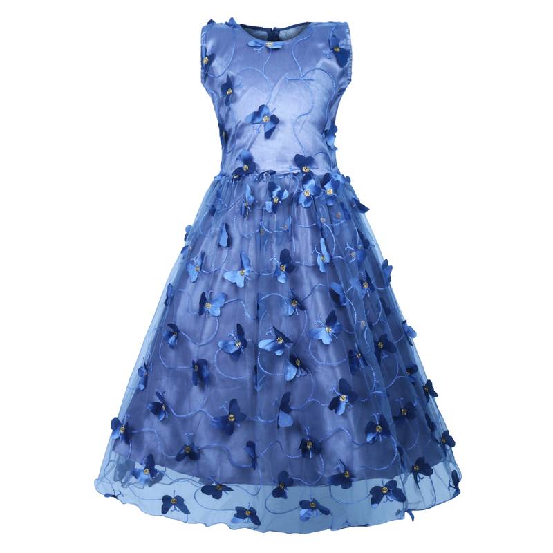 grey plain net kids girl gowns